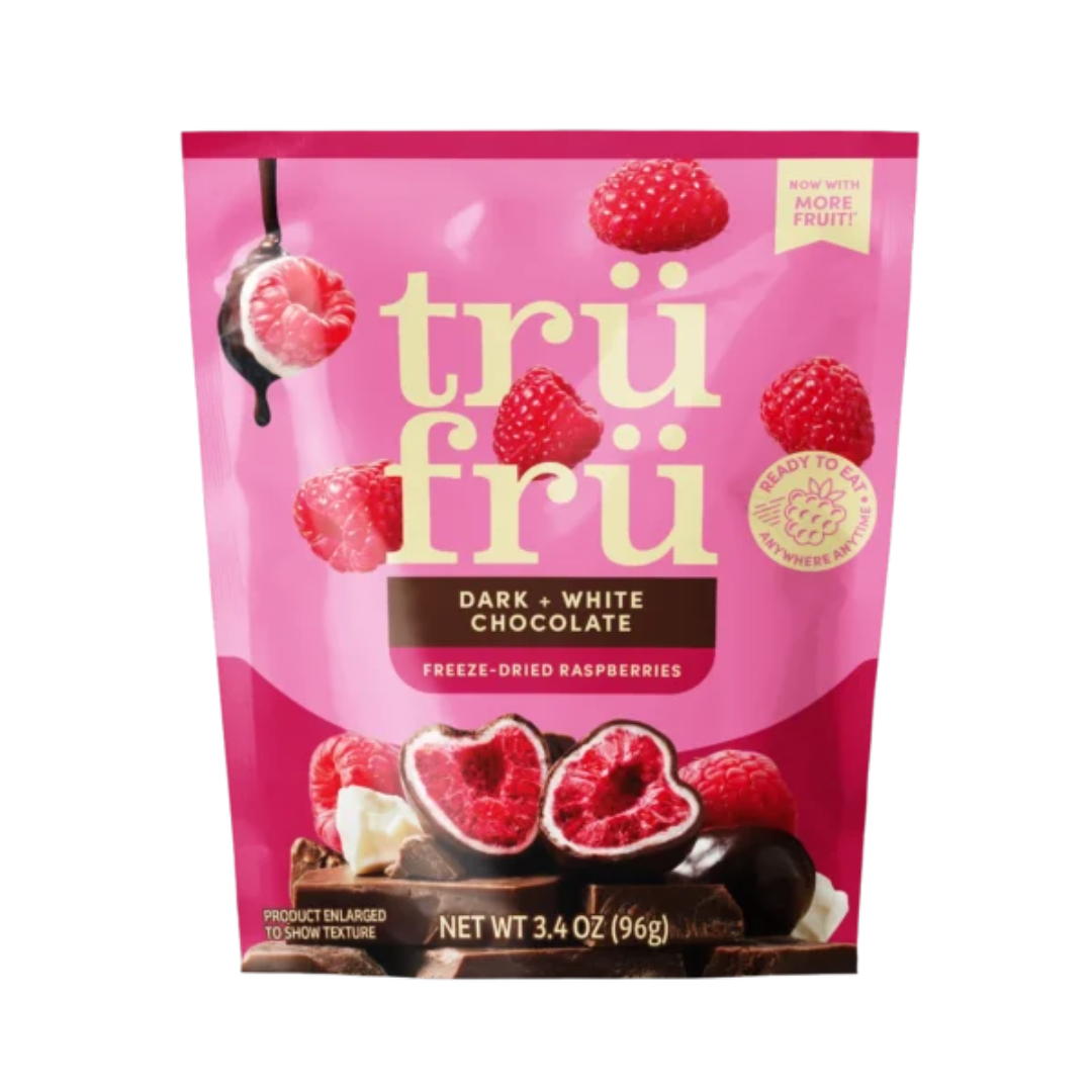 Tru Fru Freeze-Dried Fresh Raspberries with White and Dark Chocolate - 3.4oz