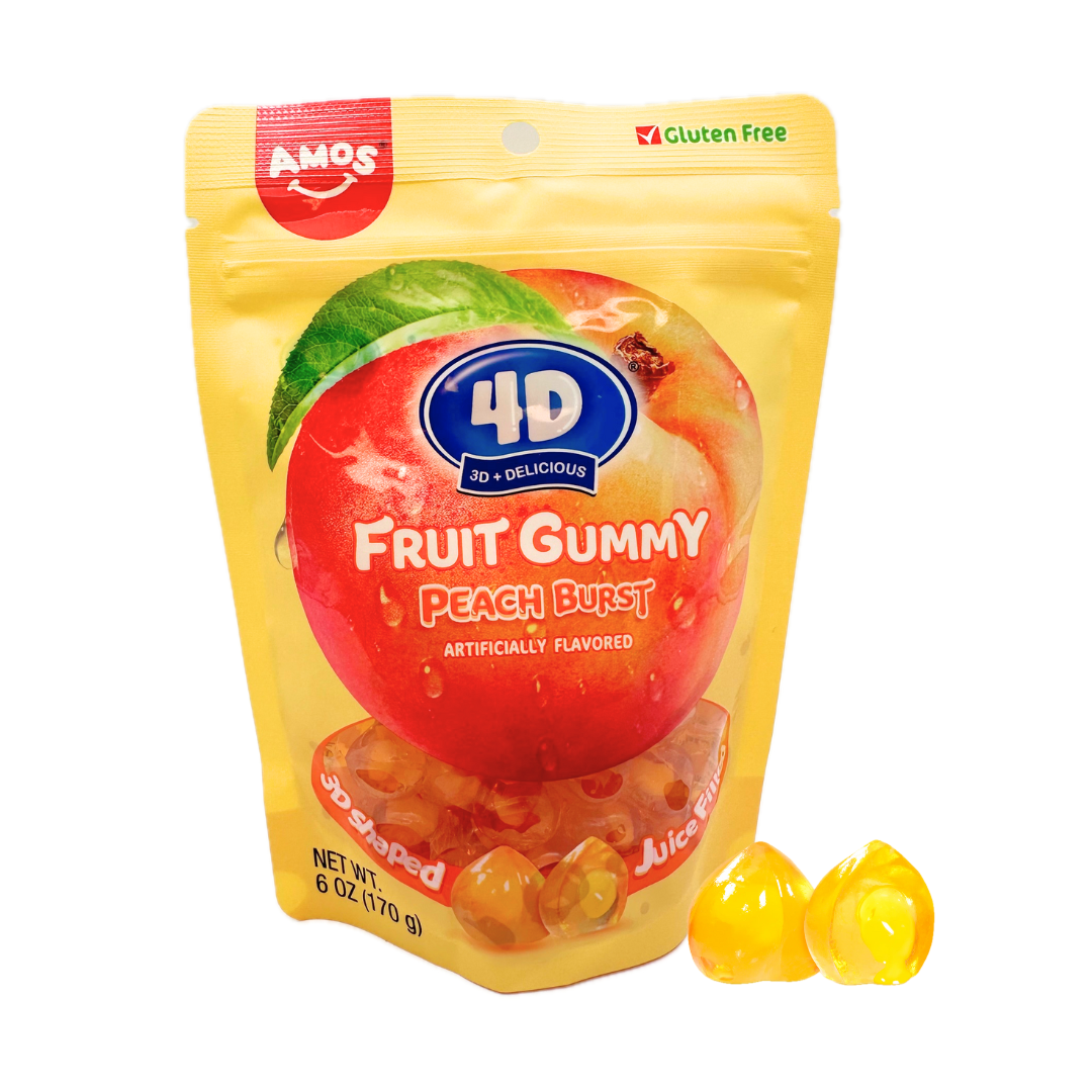 AMOS 4D Peach Burst Fruit Gummy - 6oz