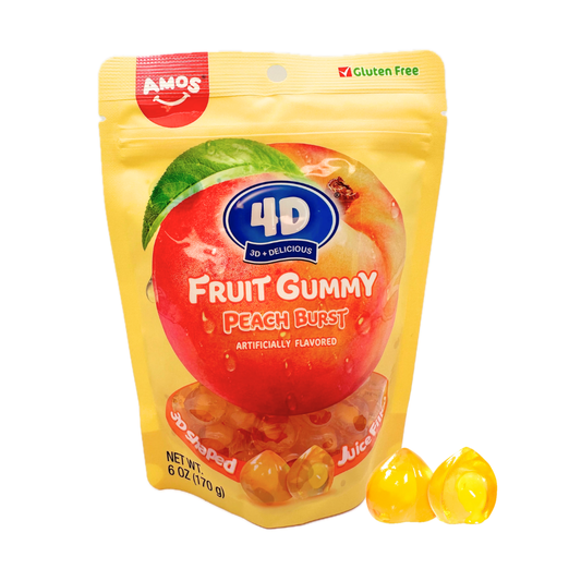 AMOS 4D Peach Burst Fruit Gummy - 6oz