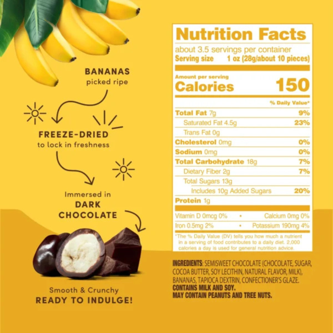 Tru Fru Freeze-Dried Fresh Bananas with Dark Chocolate - 3.4oz