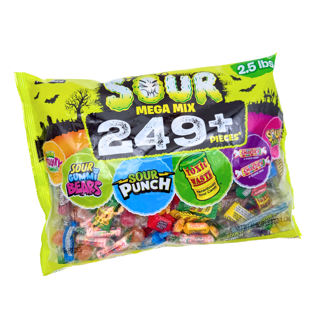 Frankford Sour Mega Mix 249 Piece Halloween Candy Bag - 2.5lbs