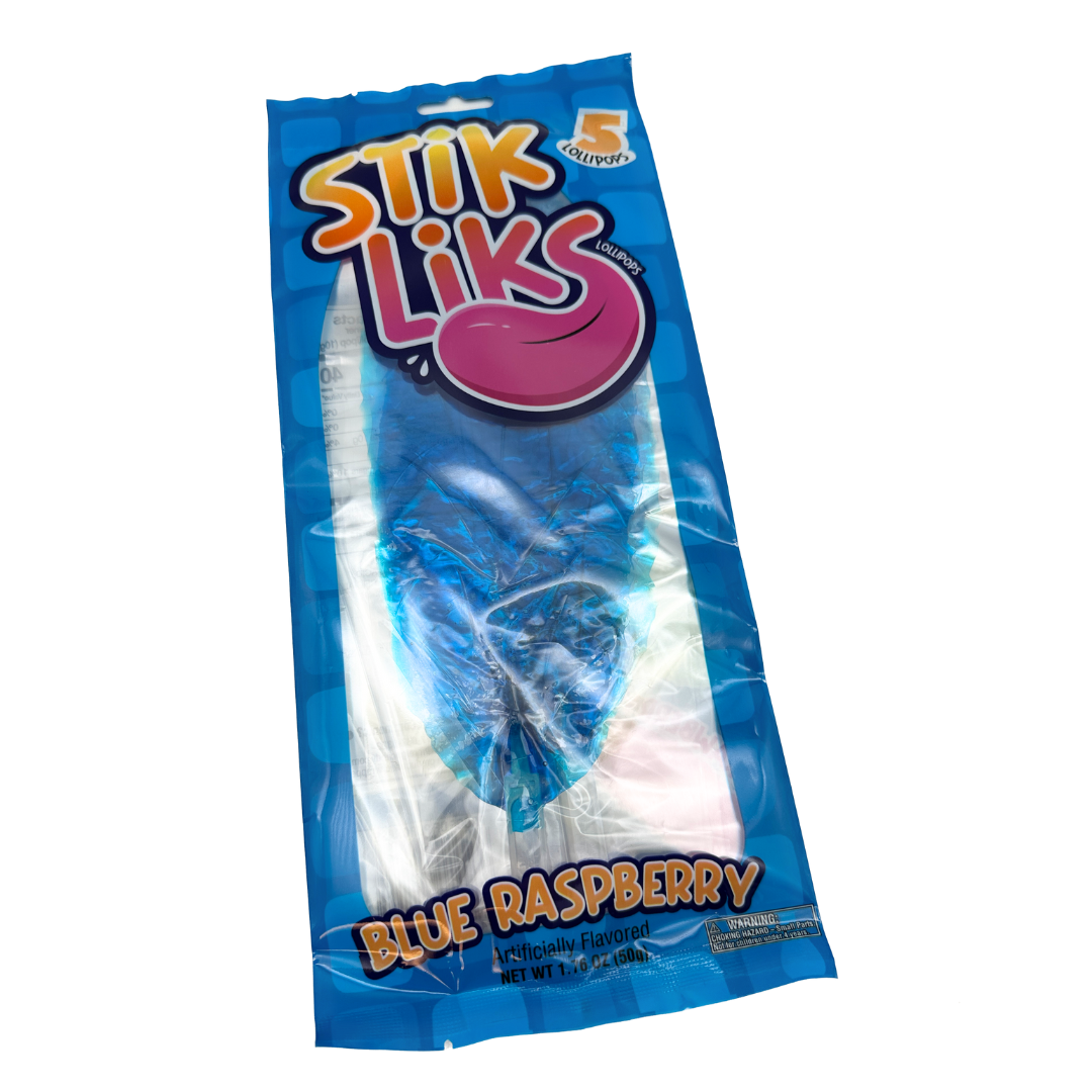 Stik Liks Blue Raspberry Lollipops - 1.75oz / 5ct