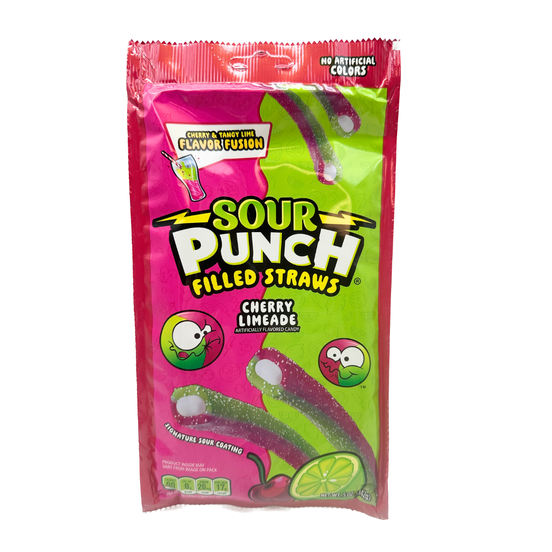 Sour Punch Cherry Limeade Filled Straws - 5oz