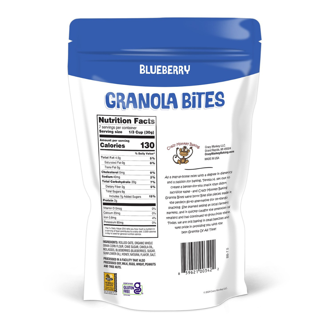 Crazy Monkey Baking Blueberry Granola Bites - 7.5oz