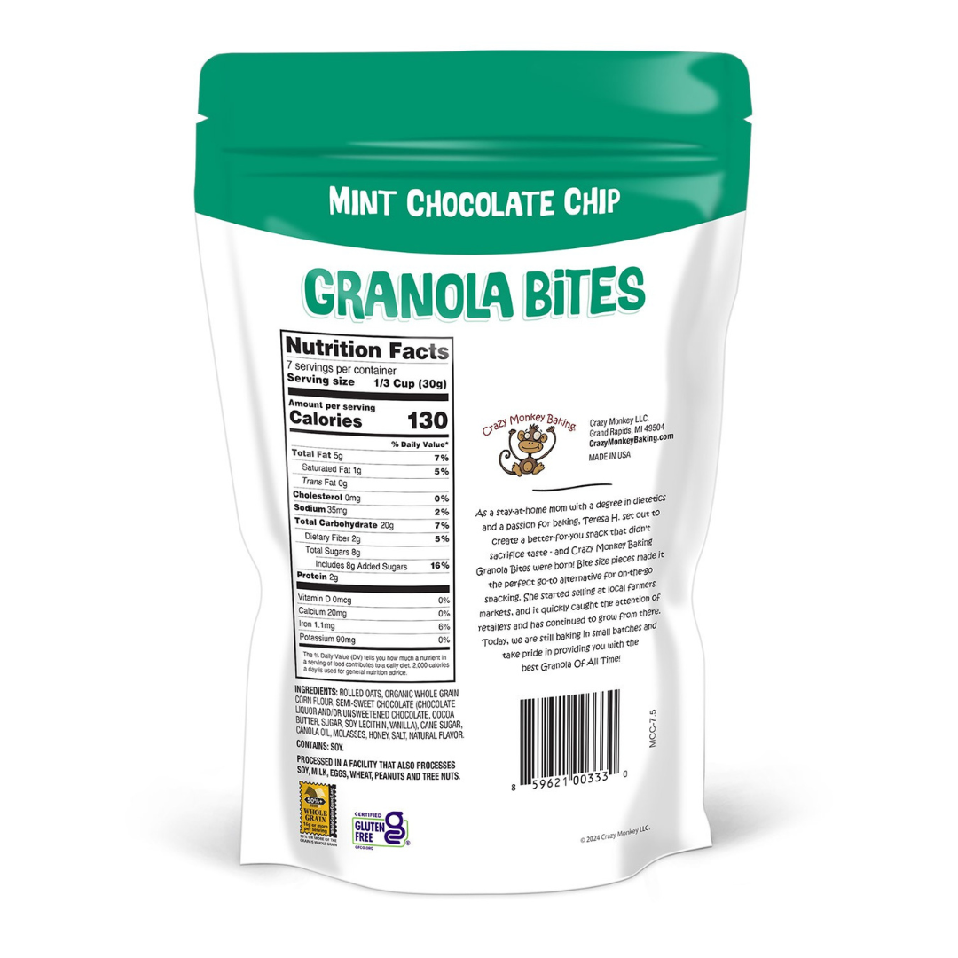 Crazy Monkey Baking Mint Chocolate Chip Granola Bites - 7.5oz
