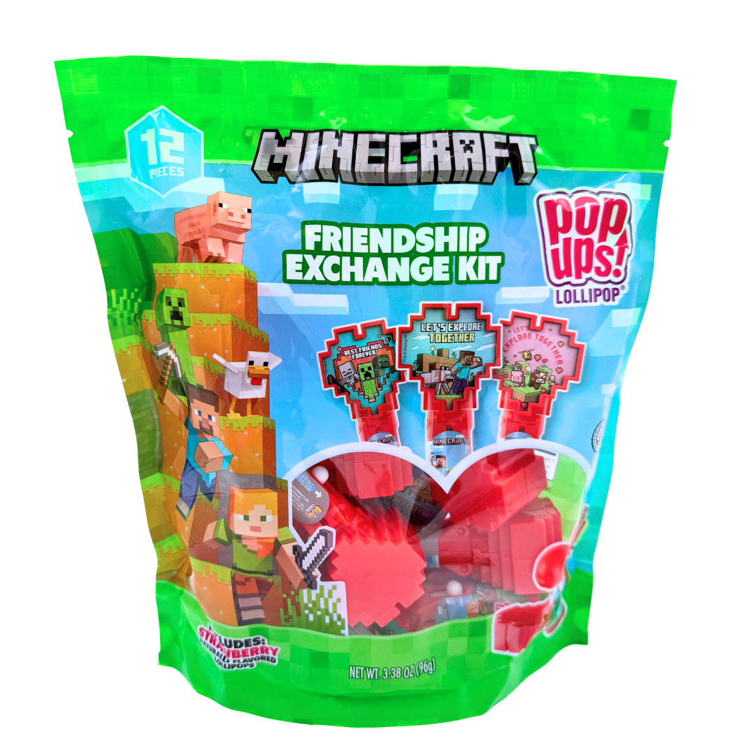 Minecraft Friendship Exchange Mini Pop Ups Lollipops - 12ct