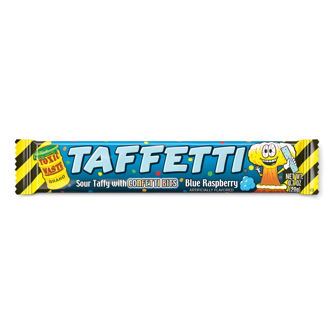 Toxic Waste Blue Raspberry Taffetti Sour Taffy - 0.7oz / 24ct