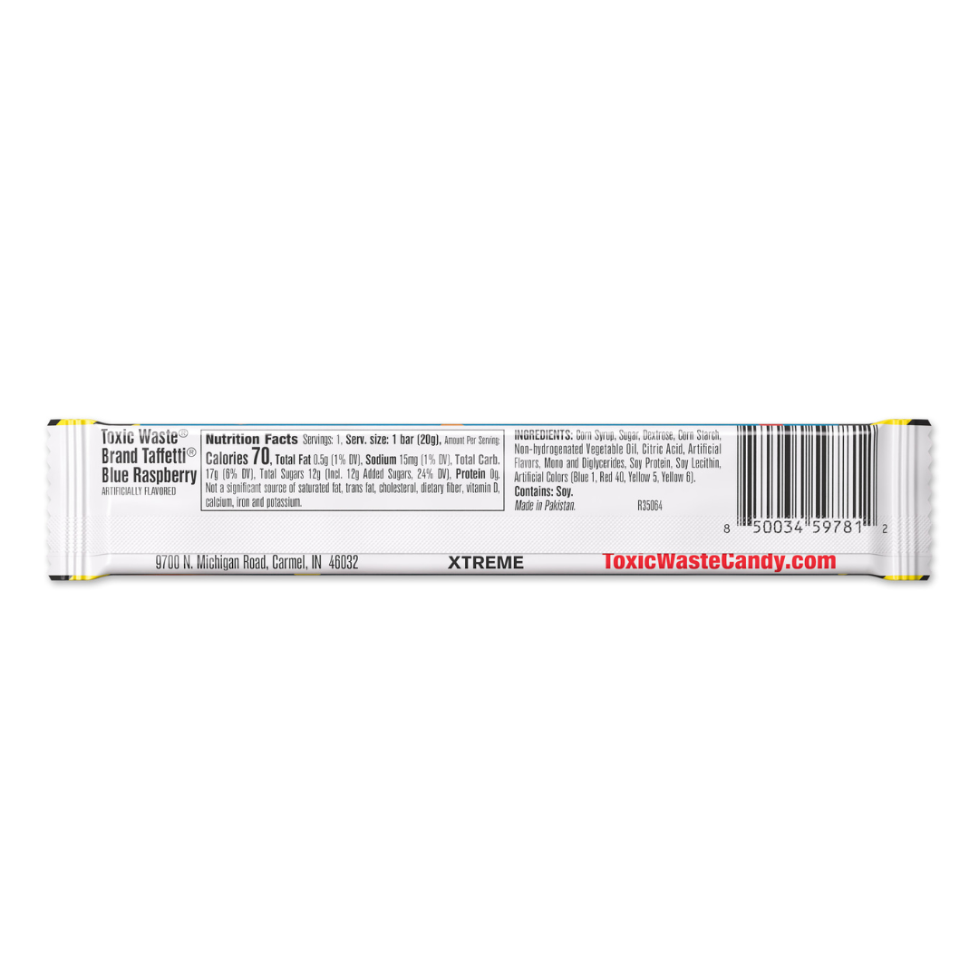 Toxic Waste Blue Raspberry Taffetti Sour Taffy - 0.7oz / 24ct