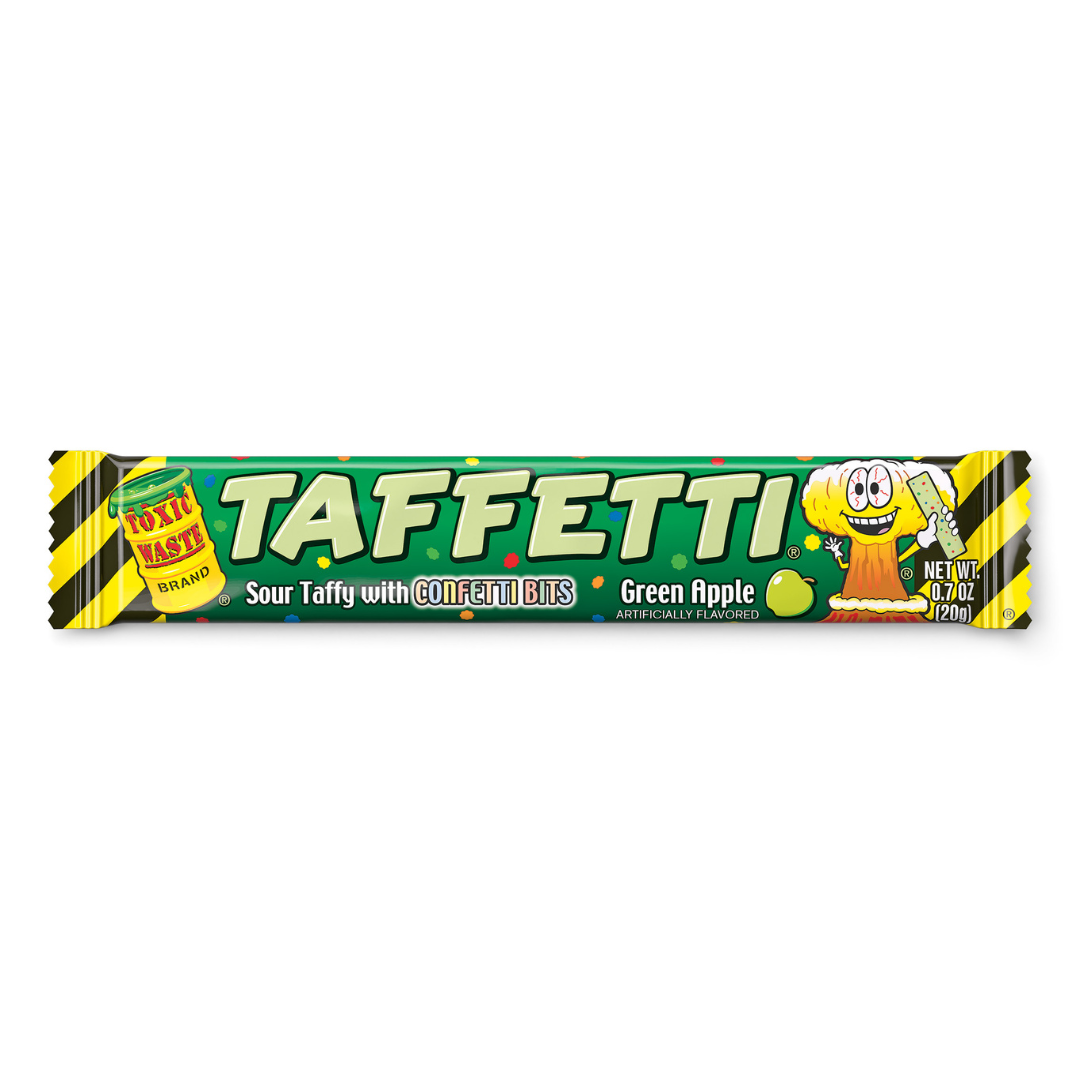 Toxic Waste Green Apple Taffetti Sour Taffy - 0.7oz / 24ct