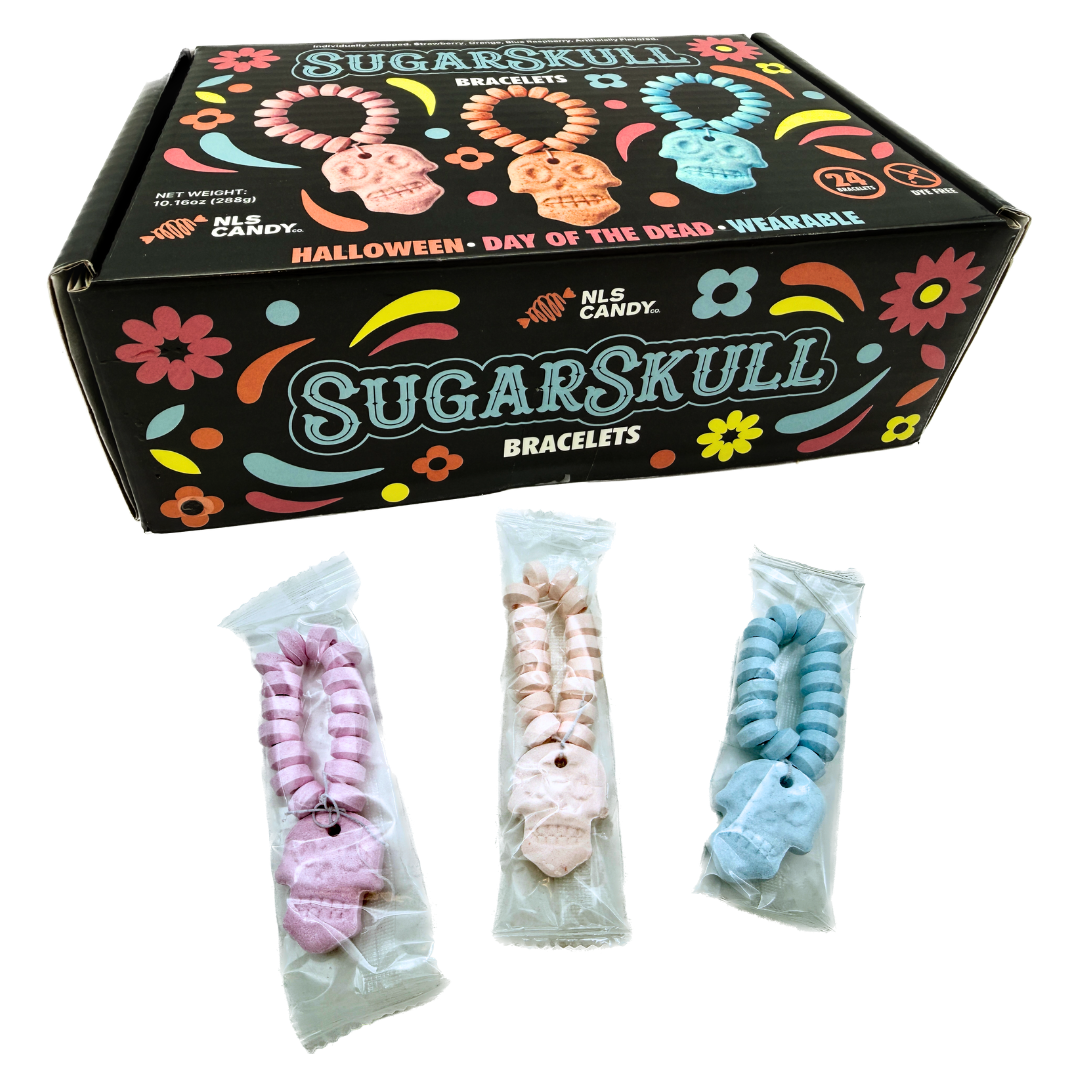 Sugar Skull Halloween Candy Bracelets - 10.16oz / 24ct