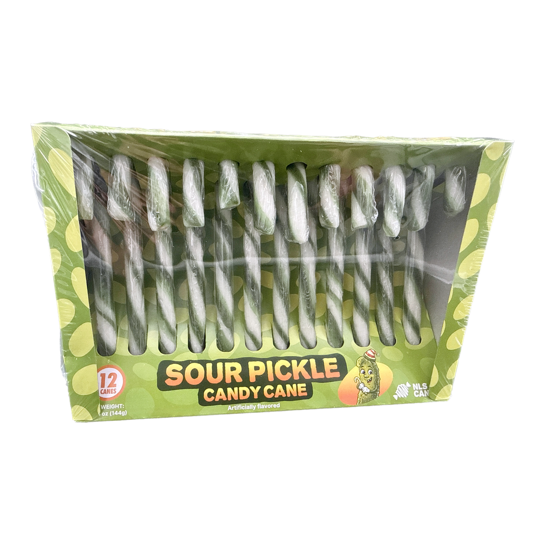 Sour Pickle Candy Canes - 12ct
