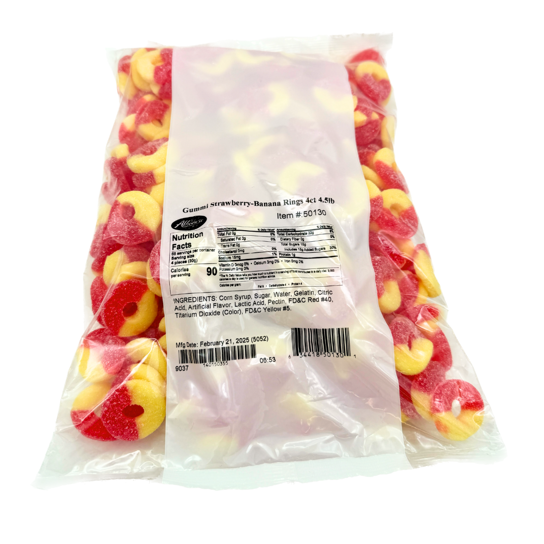Gummi Strawberry-Banana Rings - 4.5lb