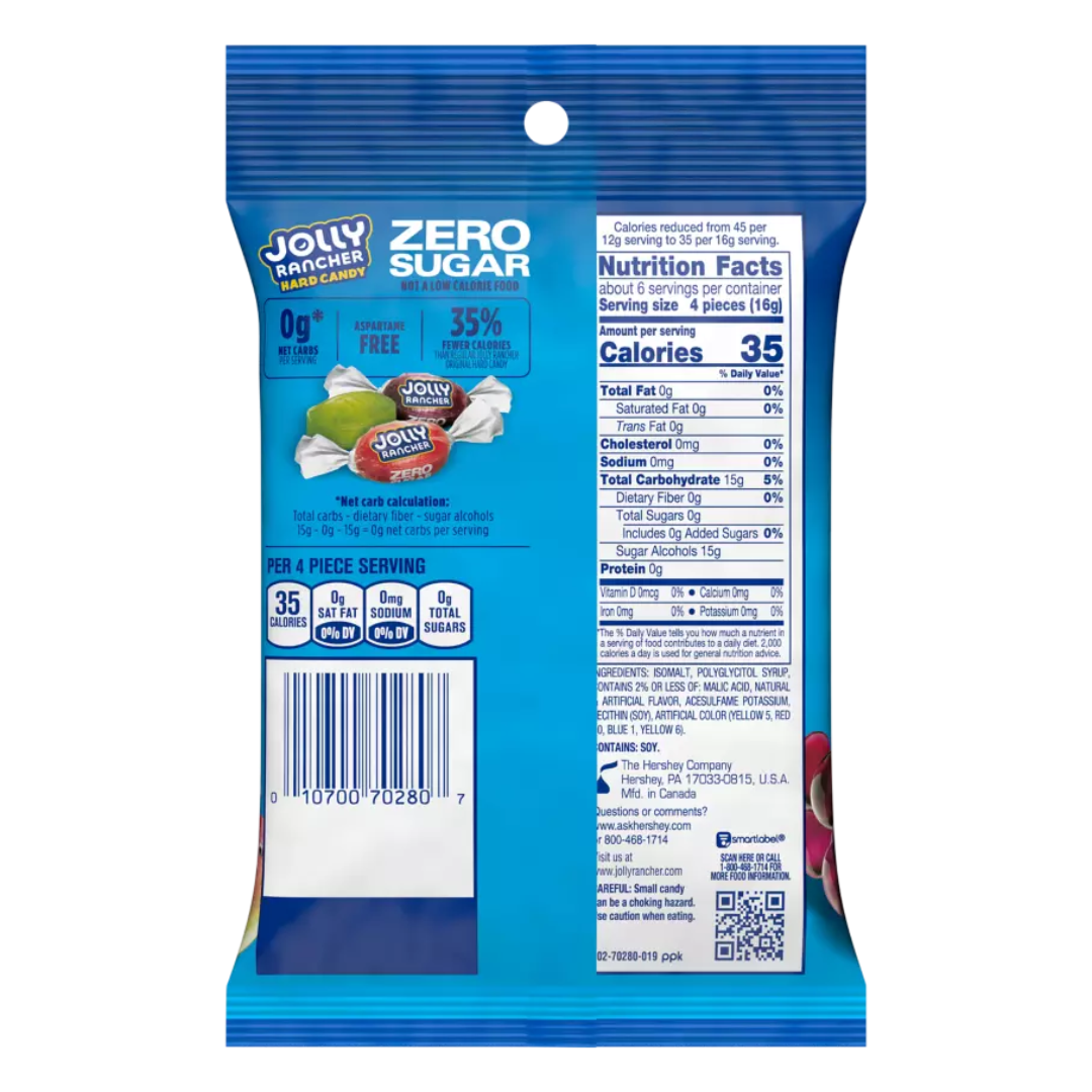 Jolly Rancher Zero Sugar Original Flavors Hard Candy - 3.6oz