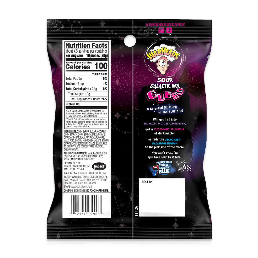 Warheads Sour Galactic Mix Cubes - 4.5oz