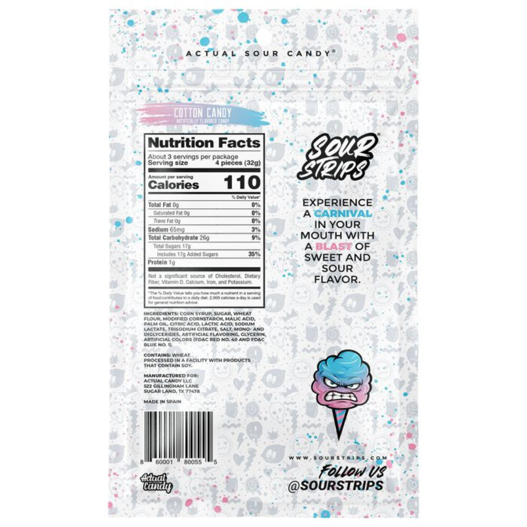 Sour Strips Cotton Candy - 3.4oz