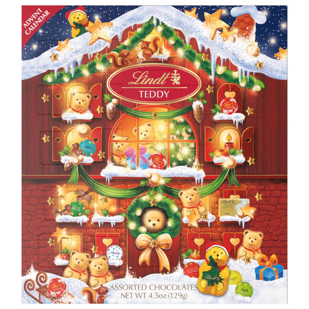 Lindt Holiday Chocolate Teddy Bear Advent Calendar - 4.5oz