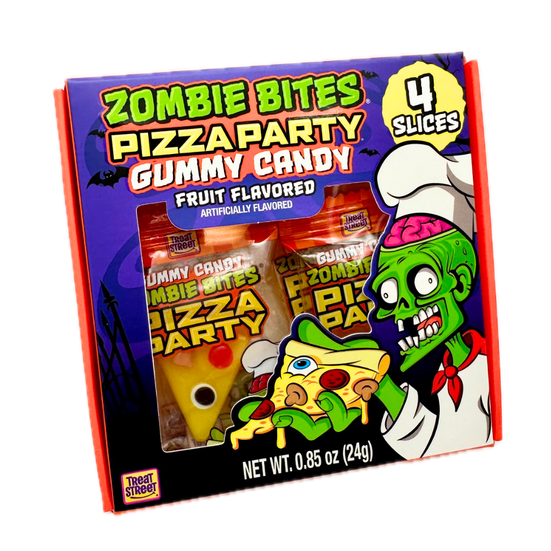 Zombie Bites Pizza Party Gummy Candy - 4pc / 8ct