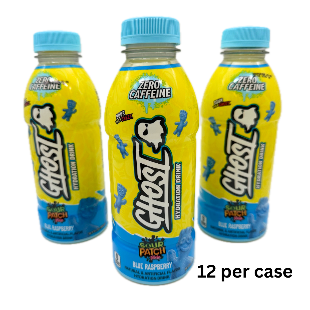 Ghost Hydration Drink Sour Patch Kids Blue Raspberry - 16.9oz / 12ct
