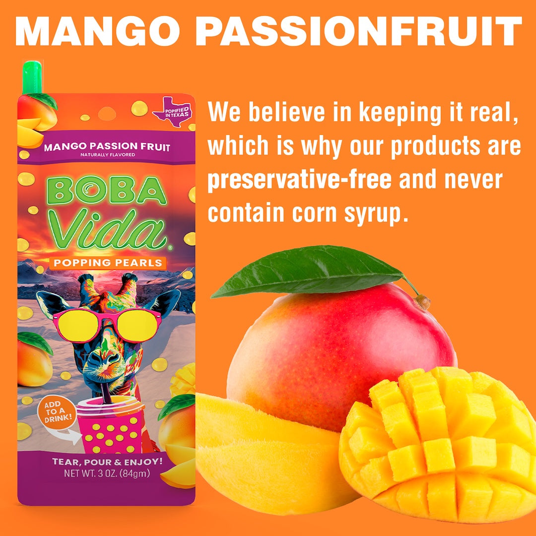 BOBAVIDA Mango Passion Popping Boba - 3oz / 10ct