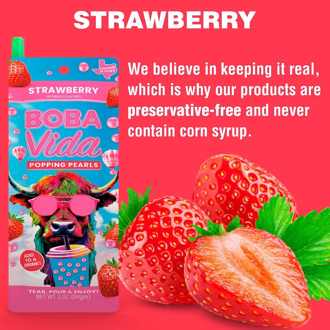 BOBAVIDA Strawberry Popping Boba - 3oz / 10ct