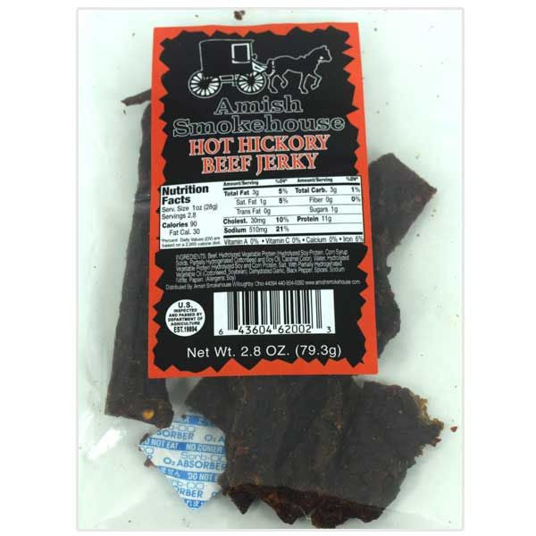 Amish Smokehouse Beef Jerky Hot Hickory 2.8oz