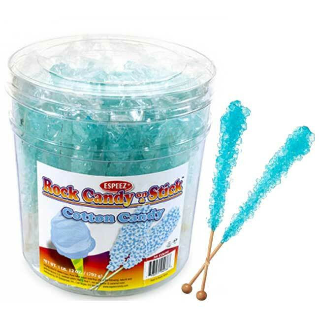 Blue Rock Candy Sticks Cotton Candy Wrapped 36 Count