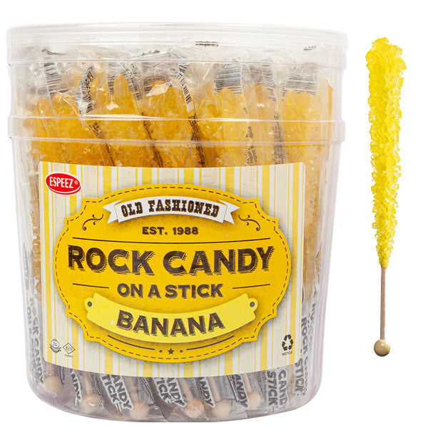 Yellow Rock Candy Sticks 36 Count Banana