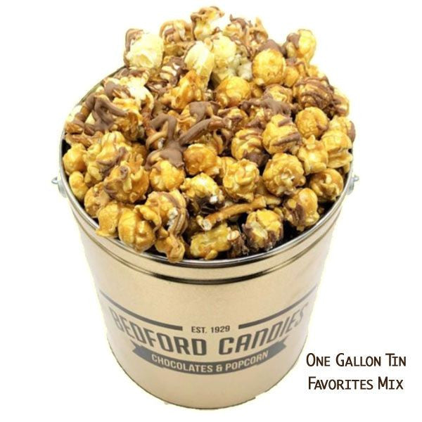 Bedford Candies Popcorn Tin Favorites Mix 1 Gallon