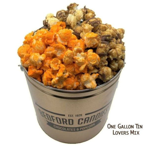 Bedford Candies Popcorn Tin Lovers Mix 1 Gallon