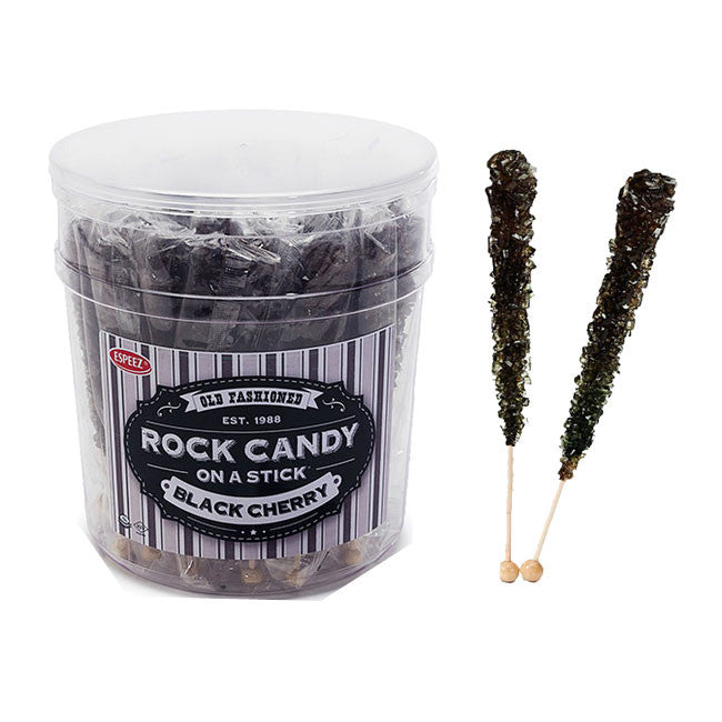 Black Cherry Rock Candy Sticks Wrapped 36 Count
