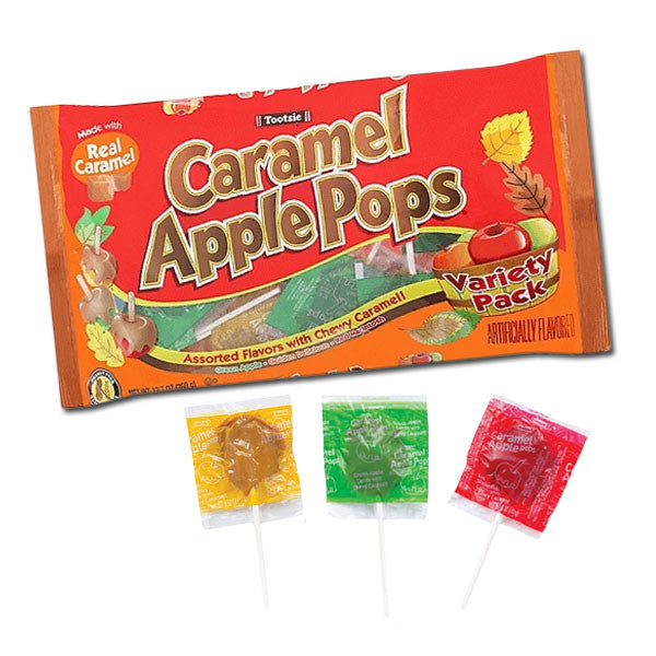 Assorted flavors caramel apple lollipops