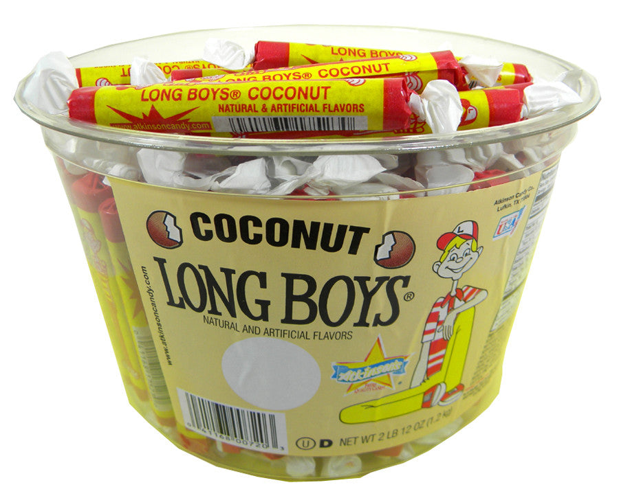 Atkinson Coconut Long Boys Candy - 2 Lb Bag, Creamy Coconut Chocolate, FREE SHIPPING