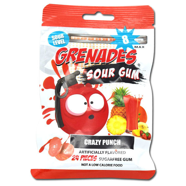 Grenades Crazy Punch Sour Sugar Free Gum