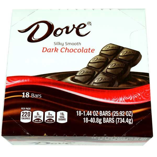 Dove Bar Dark Chocolate 18 Count