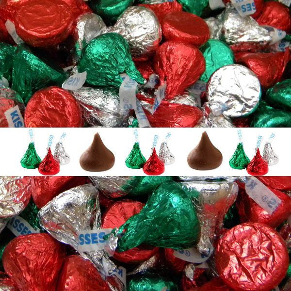 Hershey's Milk Chocolate Red & Green Kisses - 25lb