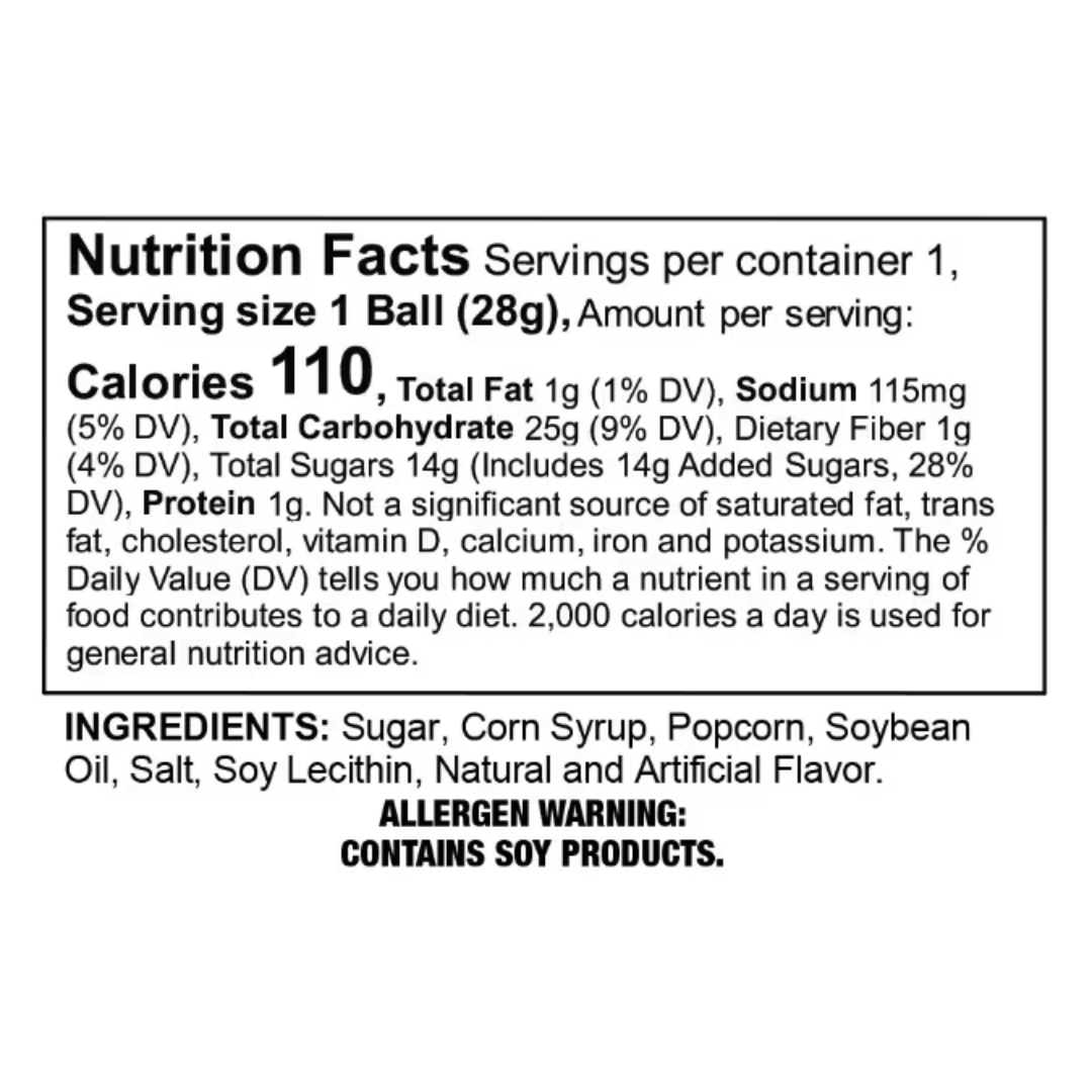 Baseball Popcorn Balls - 1oz / 36ct