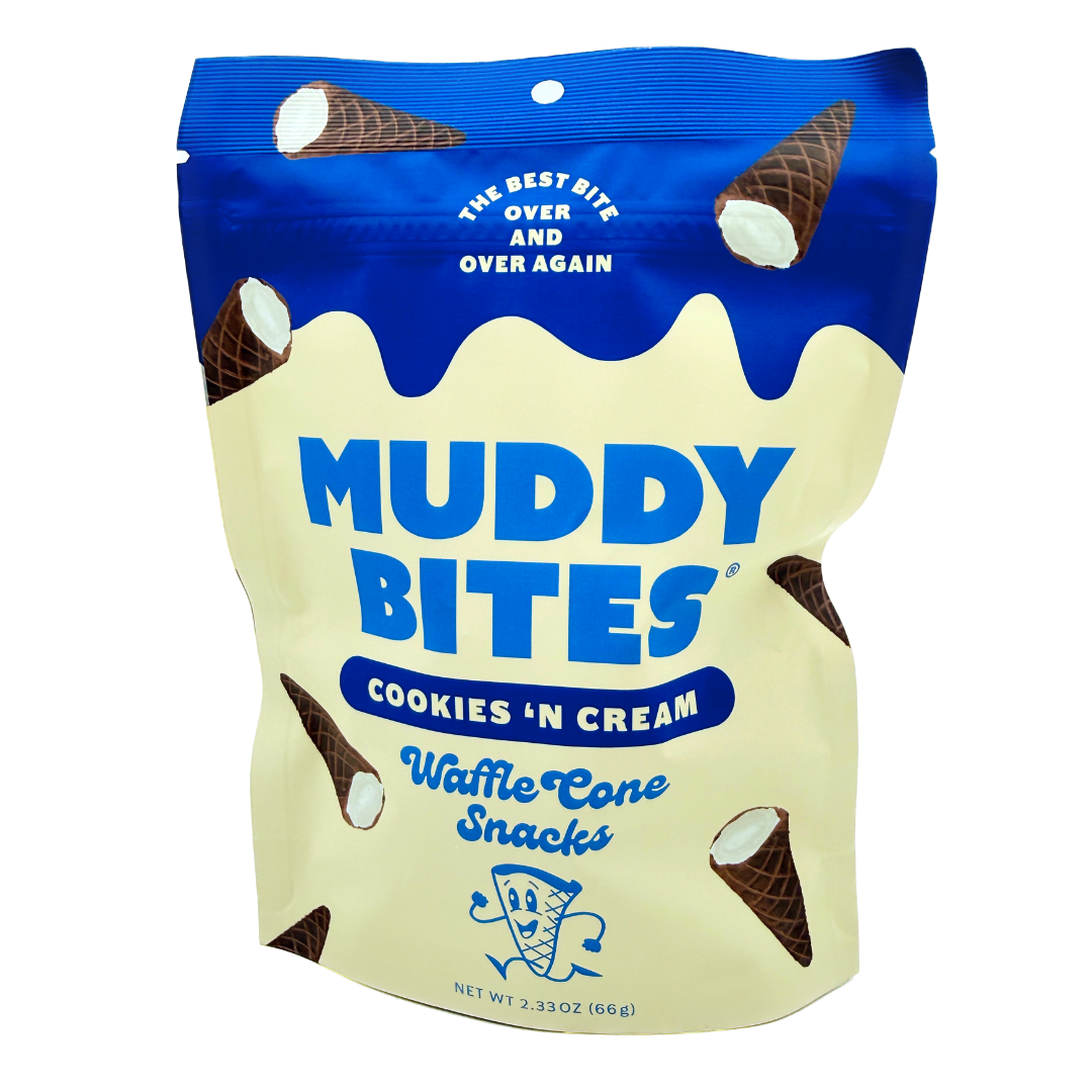 Muddy Bites Cookies 'n Creme Waffle Cone Snacks - 2.33oz