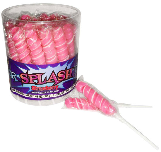 Hot Pink & White Bubble Gum Color Splash Lollipops 30 Count