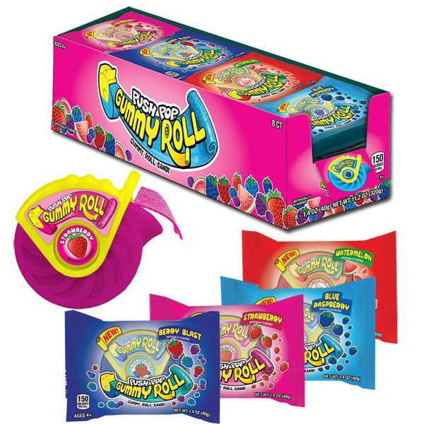 Push Pop Gummy Roll Candy 8 Count