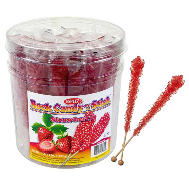 Red Strawberry Rock Candy Sticks 36 Count