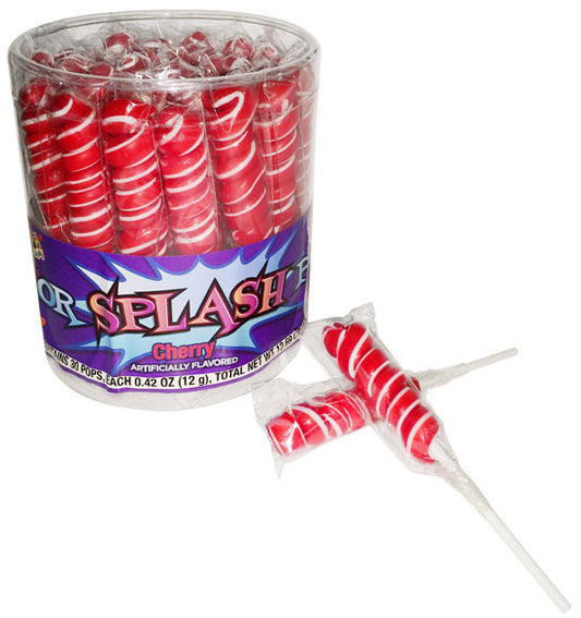 Red & White Cherry Splash Color Lollipops 30 Count