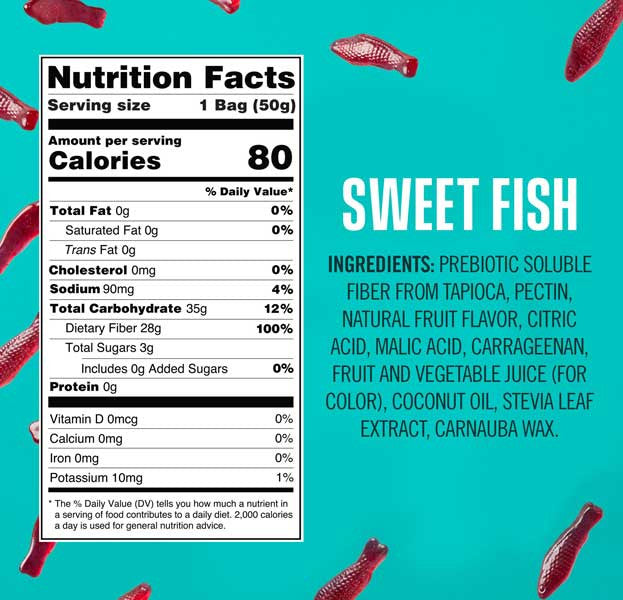 Smart Sweets Gummi Red Fish 1.8oz Bag
