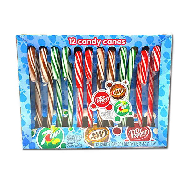 Soda Pop Candy Canes Assorted 12 Count
