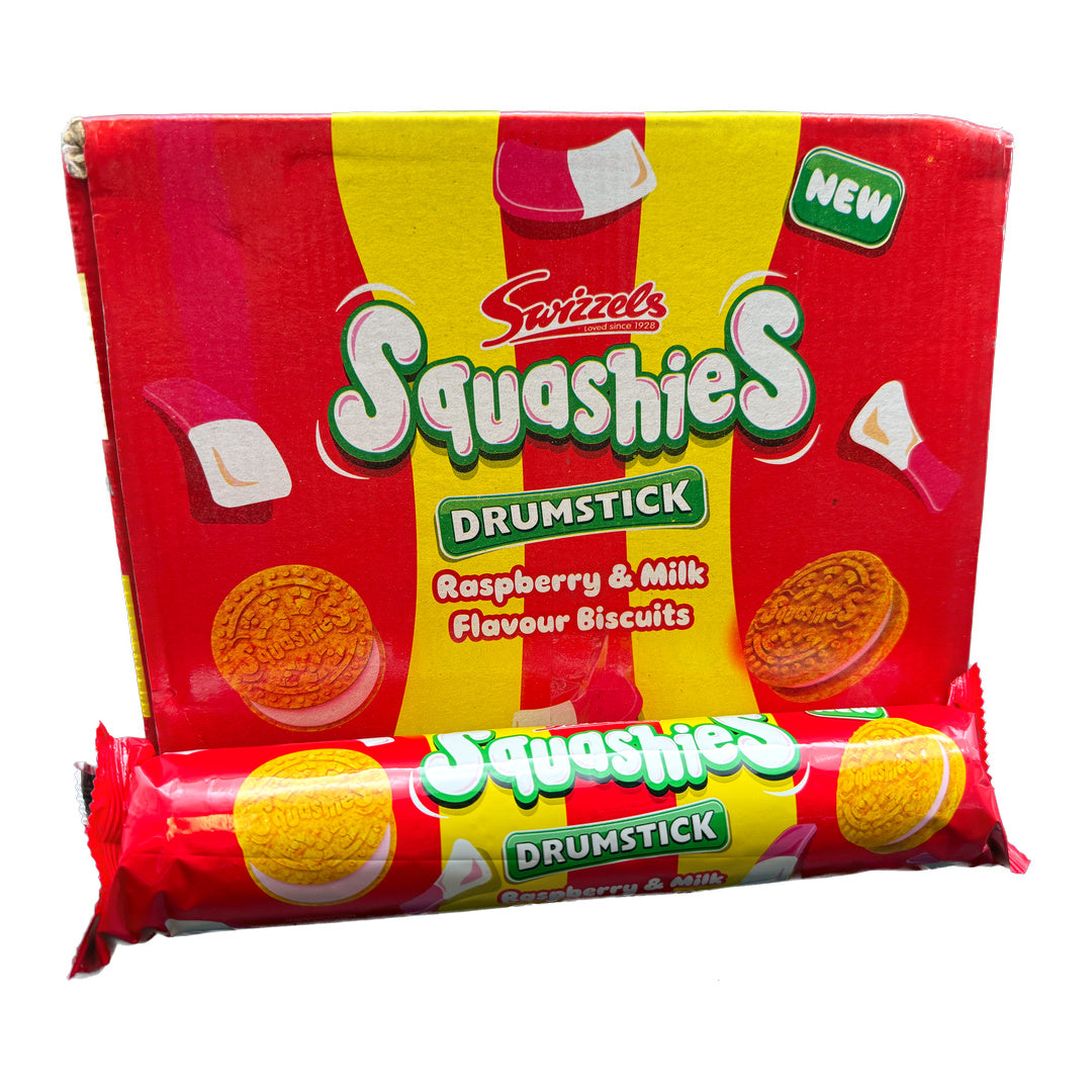 Swizzels Squashies Drumstick Raspberry & Milk Flavour Biscuits - 160g / 16ct