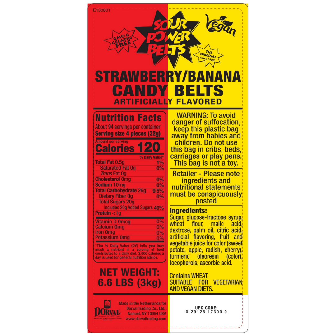 Sour Power Belts Strawberry/Banana - 6.6lb