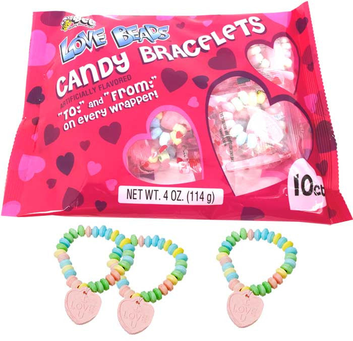 Valentine's Love Beads Candy Bracelets 10 Count - Main Image
