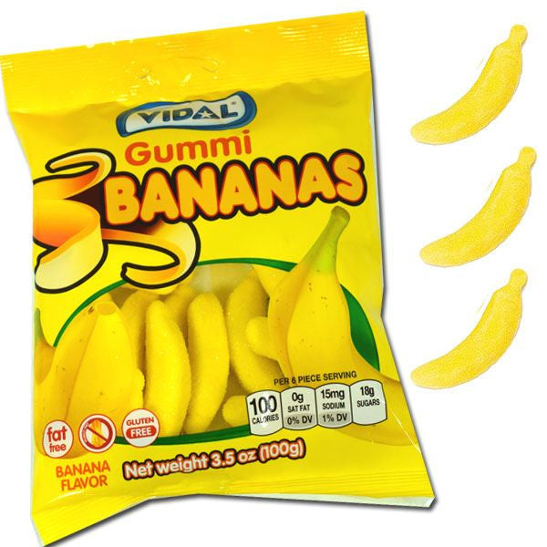 Vidal Gummi Bananas 3.5oz Bag