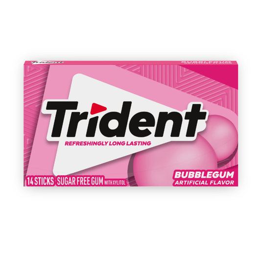 Trident Bubblegum Sugar Free Gum - 14 sticks / 12ct