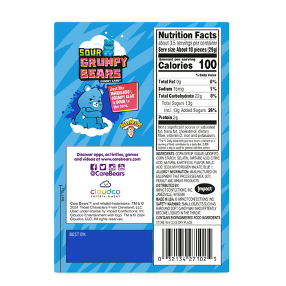 Warheads Sour Grumpy Bears Care Bears - 3.5oz