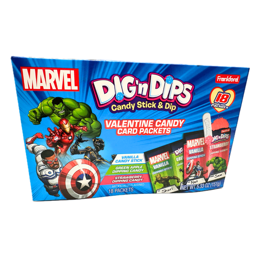 Marvel Dig 'n Dips Valentine Candy Card Packets - 18ct